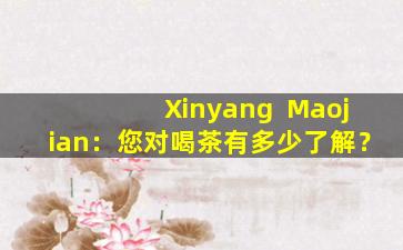 Xinyang  Maojian：您对喝茶有多少了解？
